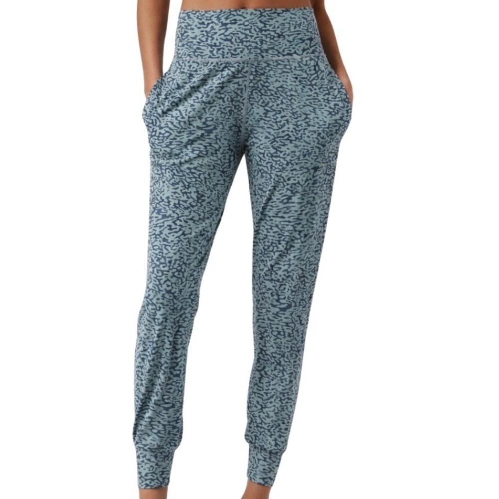 Athleta Salutation Jogger Blue Abstract Print High Rise Yoga Pants Womens XL